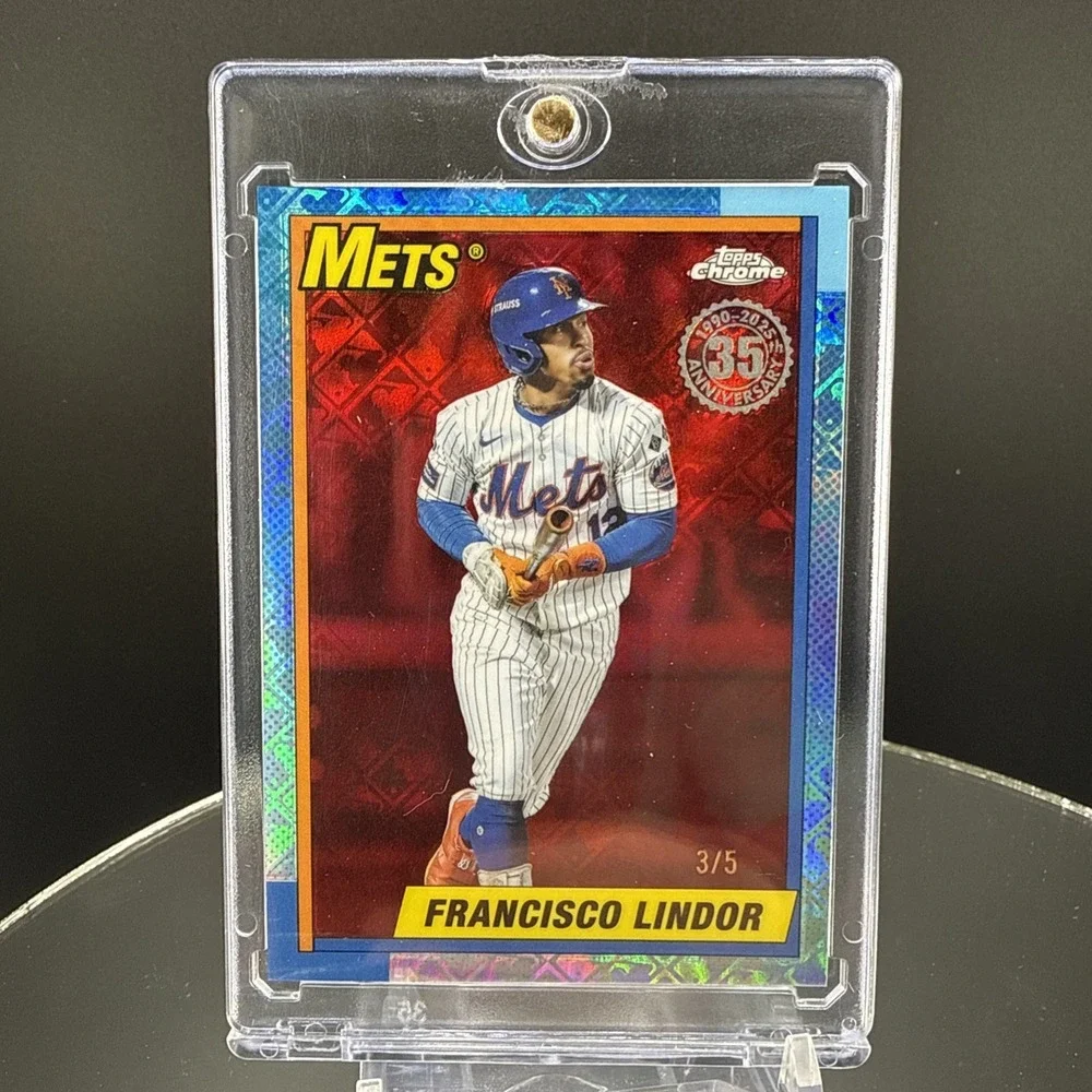 Francisco Lindor  2025 Topps Chrome 1990 35th  Refractor New York Mets 3/5